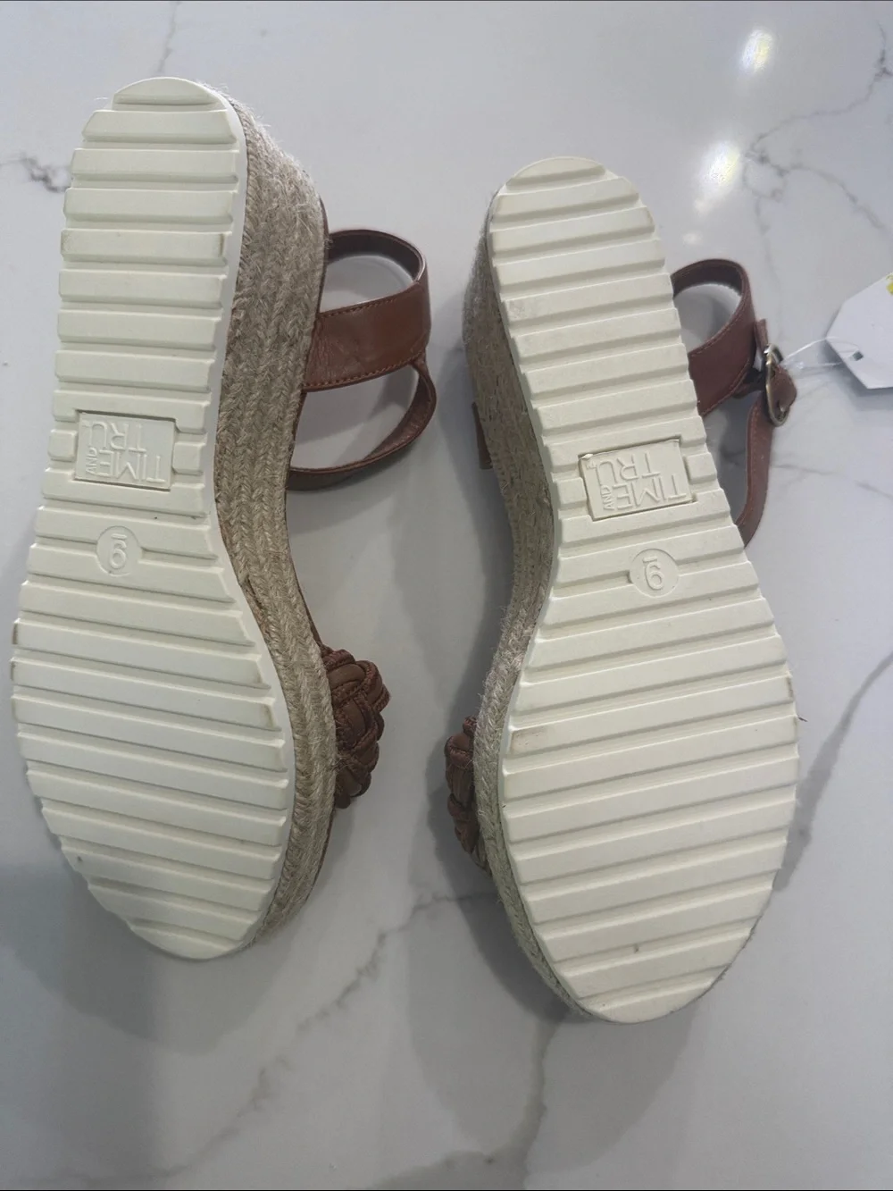 Time and Tru Braided Espadrille Wedge Sandal - Tan